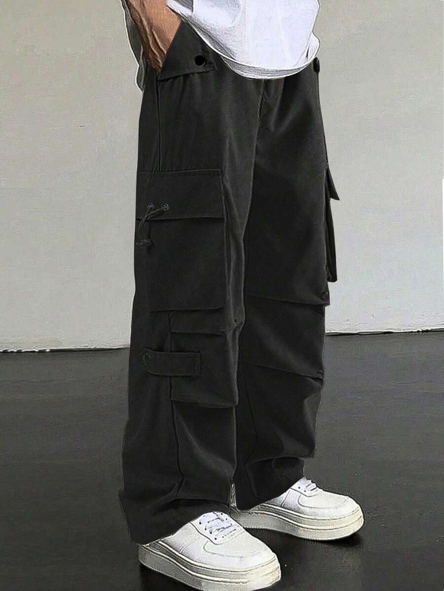 Herren nan baggy Cargohose mit utilitarischen Klapptaschen, Kordelzugbund und verstärkten Nähten Echo Archiv