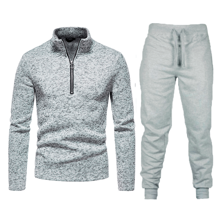 Herren Sportliches Fleece Trainingsanzug-Set mit Reißverschluss Echoarchiv