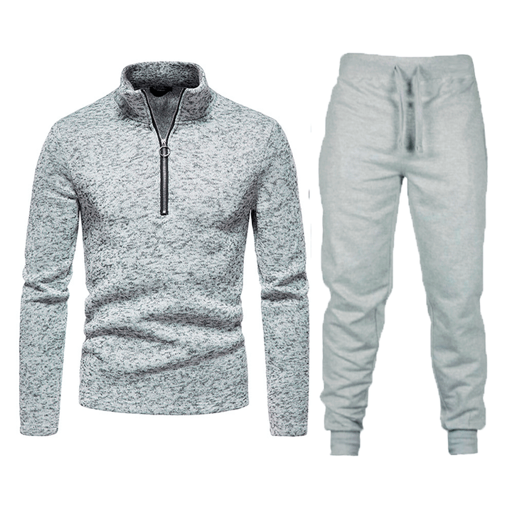Herren Sportliches Fleece Trainingsanzug-Set mit Reißverschluss Echoarchiv