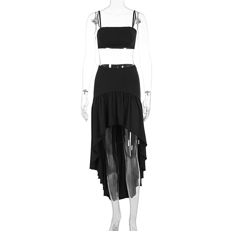 Damen Set aus Crop-Top und asymmetrischem Maxirock Echo Archiv