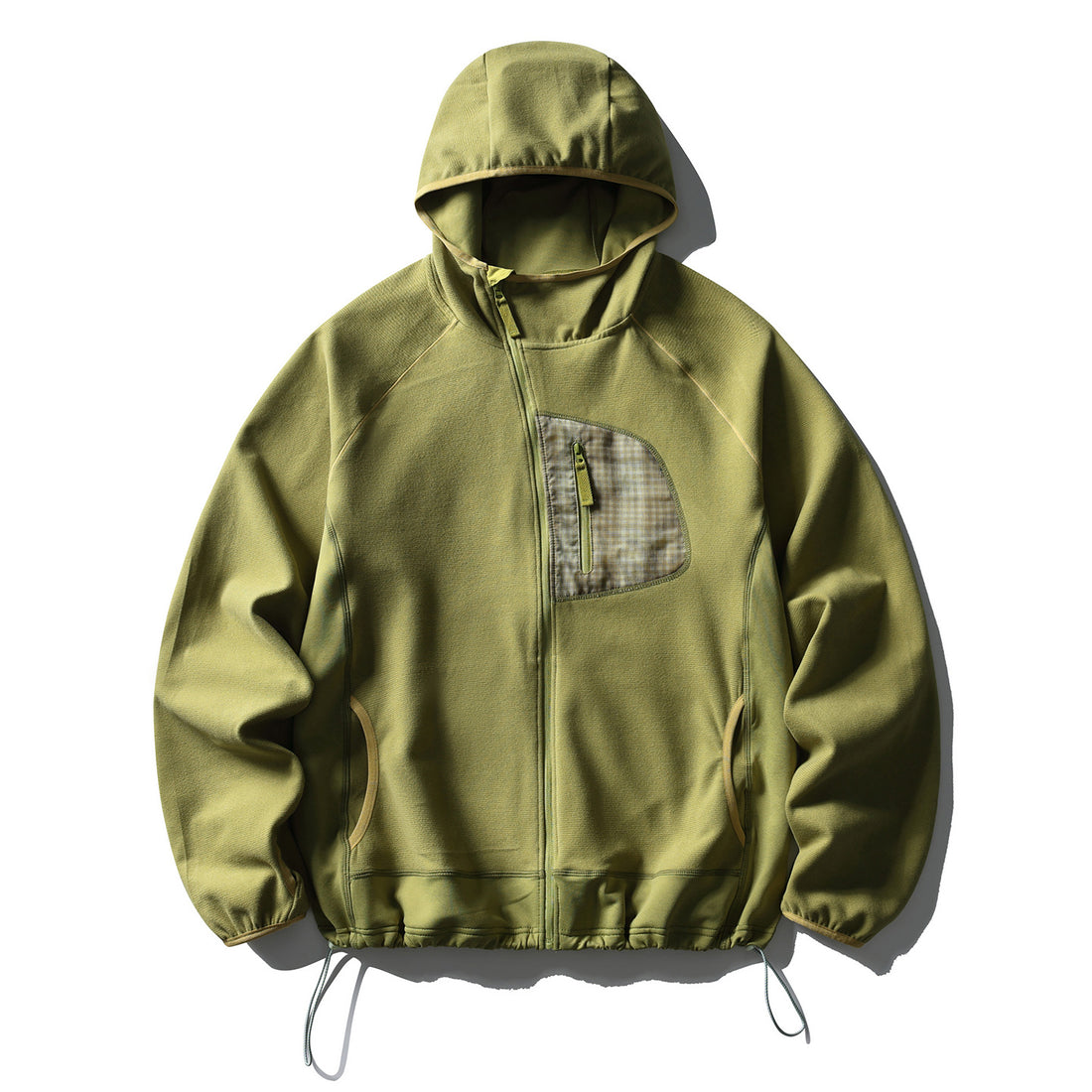 Unisex Leichte Tech-Fleece Kapuzenjacke mit Frontreißverschluss, Brust-Zip-Tasche und Kordelzugsaum Echoarchiv