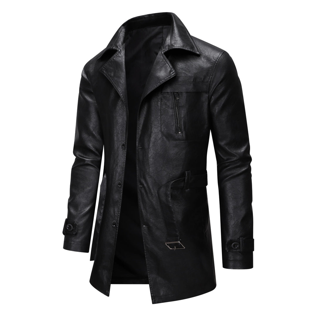 Herren eleganter Vintage-Leder-Trenchcoat Echoarchiv