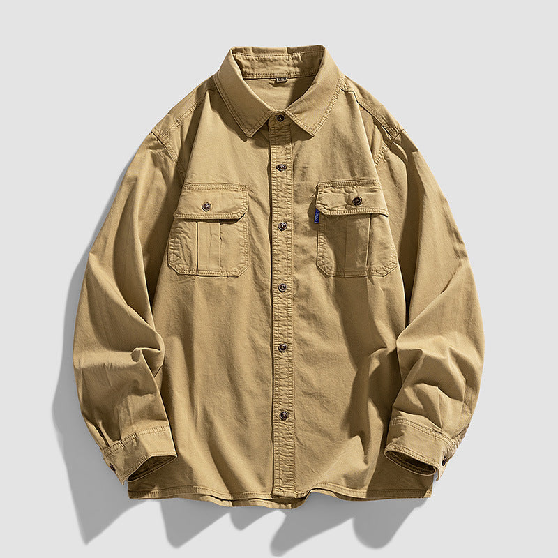 Herren Overshirt aus robustem Baumwoll-Twill mit Pattentaschen und durchgehender Knopfleiste Echo Archiv