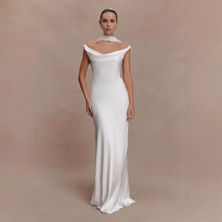 Damen Elegantes Satin-Abendkleid mit schulterfreiem Design Echo Archiv