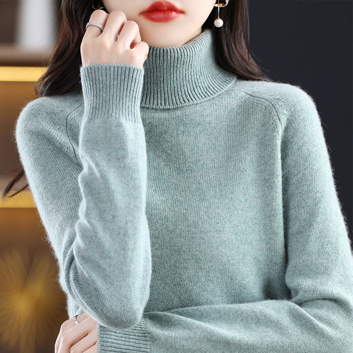 Damen Weicher Hochkragen-Pullover aus flauschigem Wollmix mit Raglanärmeln Echoarchiv