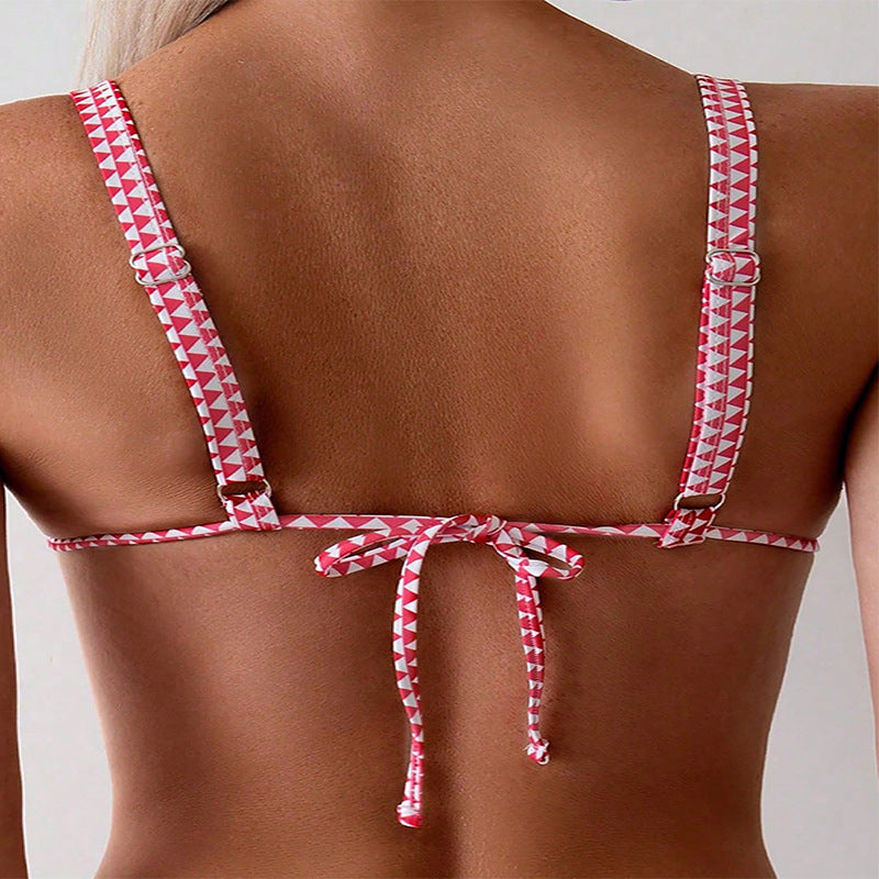 Damen Triangel-Bikini mit floralem Rüschendesign und verstellbaren Trägern Echo Archiv