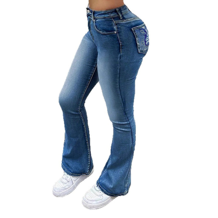 Damen Hochtaillierte Formgebende Bootcut-Jeans mit leichter Used-Waschung Echo Archiv