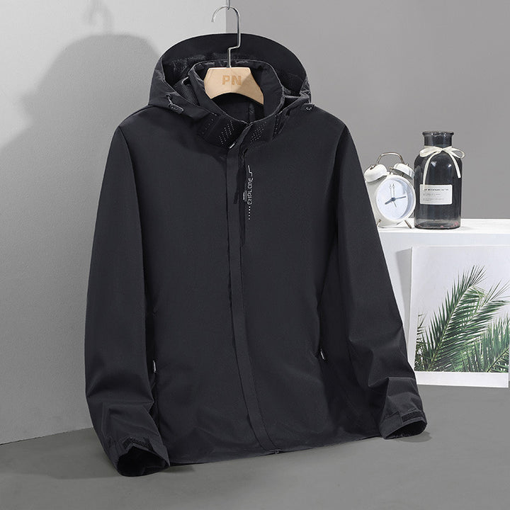 Herren Leichte wasserabweisende Softshell‑Außenjacke mit verstellbarer Kapuze und Sturmleiste – Taviero