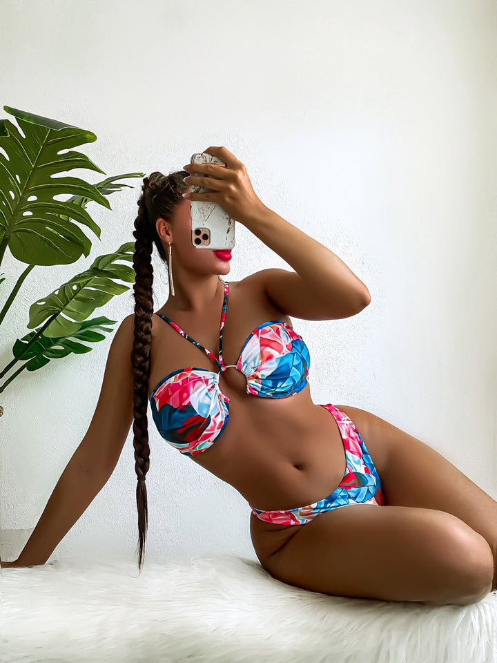 Damen Eleganter Blumen-Bikini mit Raffungen Echo Archiv