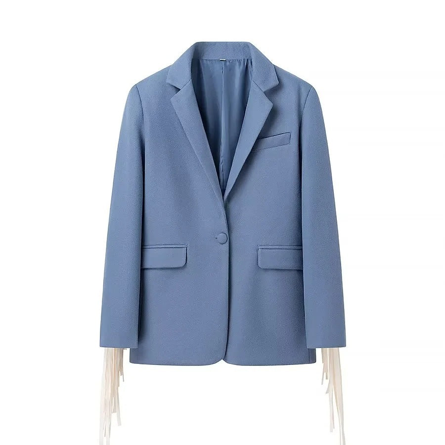 Damen Oversize-Blazer mit langen Fransen und Ziernähten Echo Archiv