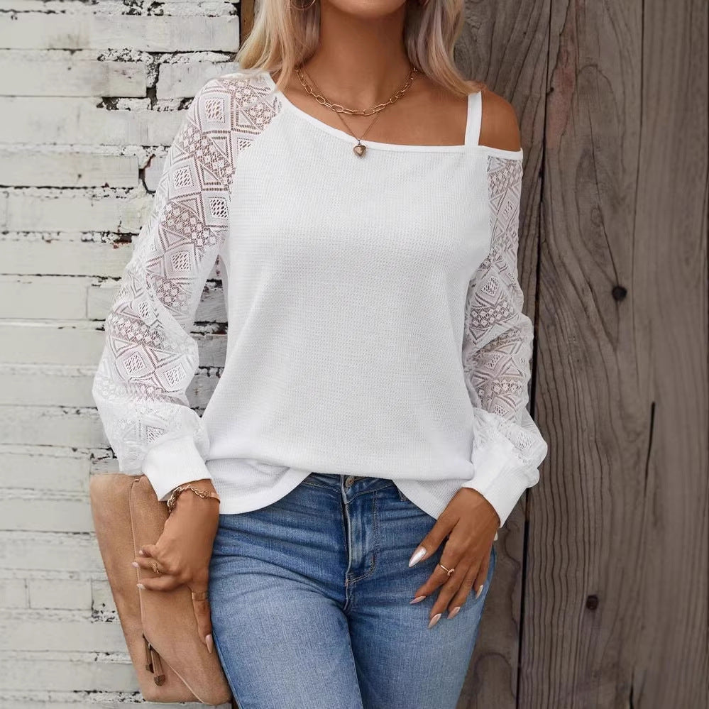 Damen Elegantes Strickoberteil mit asymmetrischem Ausschnitt und verzierten Ärmeln Echo Archiv