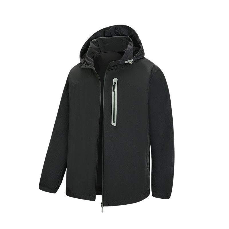 Herren Ultraleichte Packbare Regen- und Windjacke mit Kapuze, versteckter Brusttasche und wasserabweisendem Shell Echo Archiv
