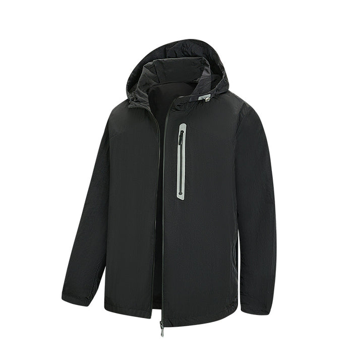 Herren Ultraleichte Packbare Regen- und Windjacke mit Kapuze, versteckter Brusttasche und wasserabweisendem Shell Echo Archiv