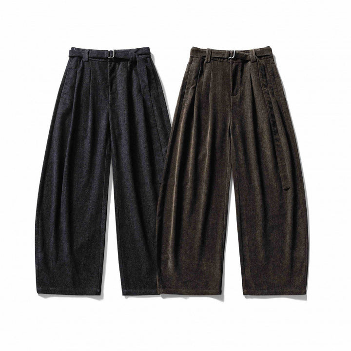Damen Weite Highwaist-Hose mit Bundfalten, Balloon-Silhouette und Stoffgürtel Echo Archiv