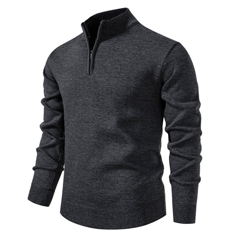 Herren feiner Strickpullover mit kurzem Reißverschluss und hohem Kragen Echoarchiv