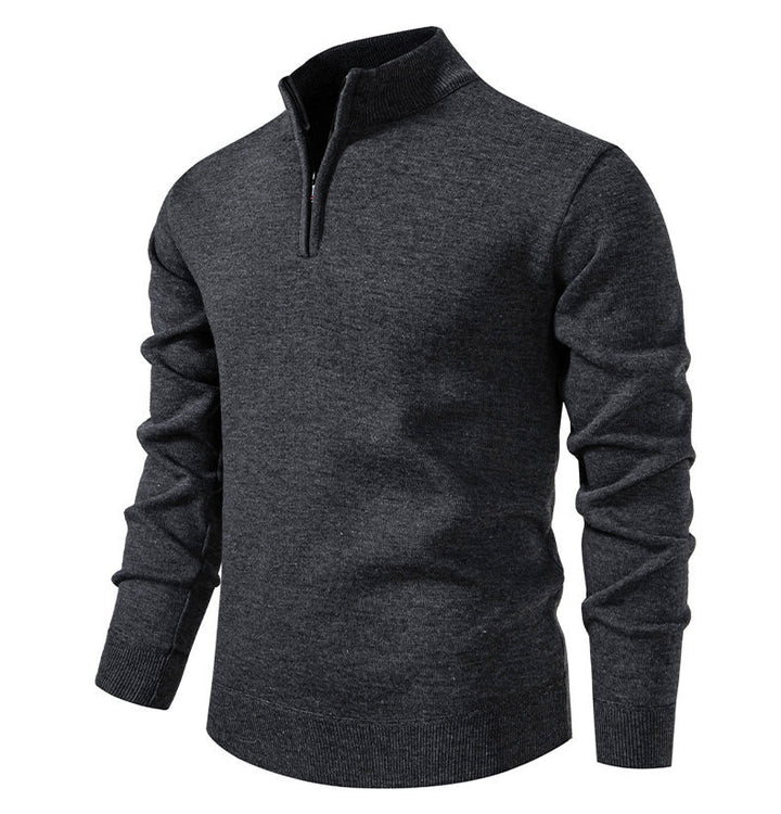 Herren feiner Strickpullover mit kurzem Reißverschluss und hohem Kragen Echoarchiv