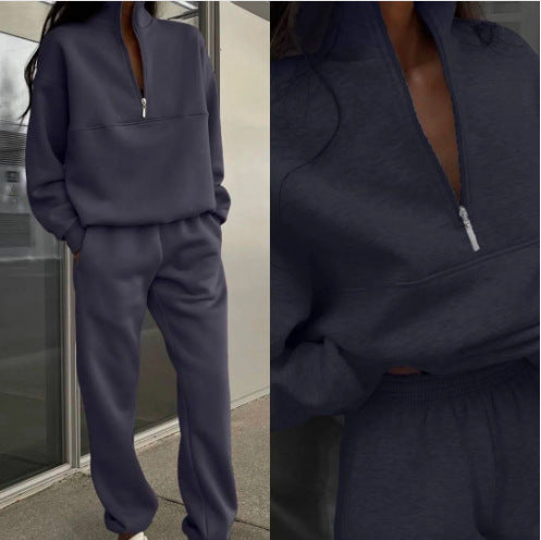 Damen weiches Lounge-Set mit weitem Sweatpullover und taillenhoher Jogginghose – Avérine