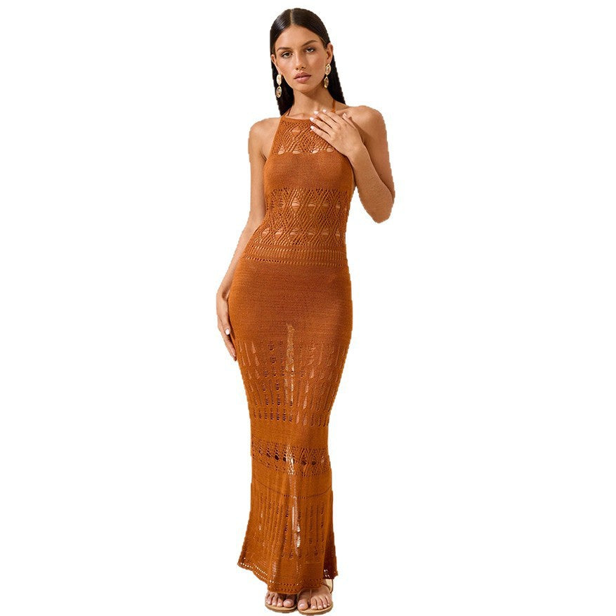 Damen elegantes Häkel-Maxikleid mit tiefem Rückenausschnitt Echo Archiv