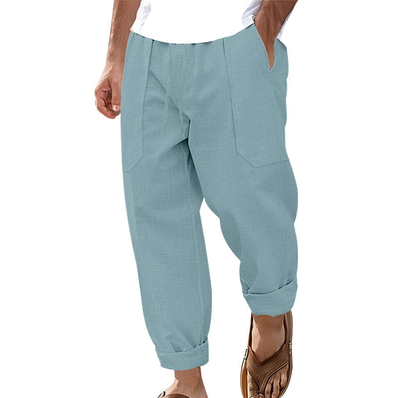 Herren lockere Leinen-Hose mit Seitentaschen Echoarchiv