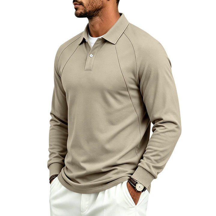 Herren Langarm-Polo aus feinem Baumwoll-Mix mit Raglannähten und Rippbündchen Echoarchiv