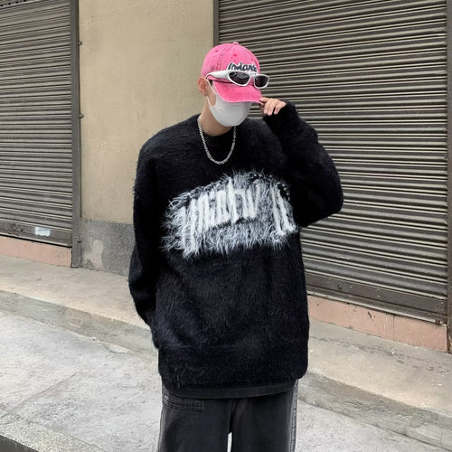 Herren Trendiger Oversized Pullover mit auffälligem Schriftzug Echoarchiv