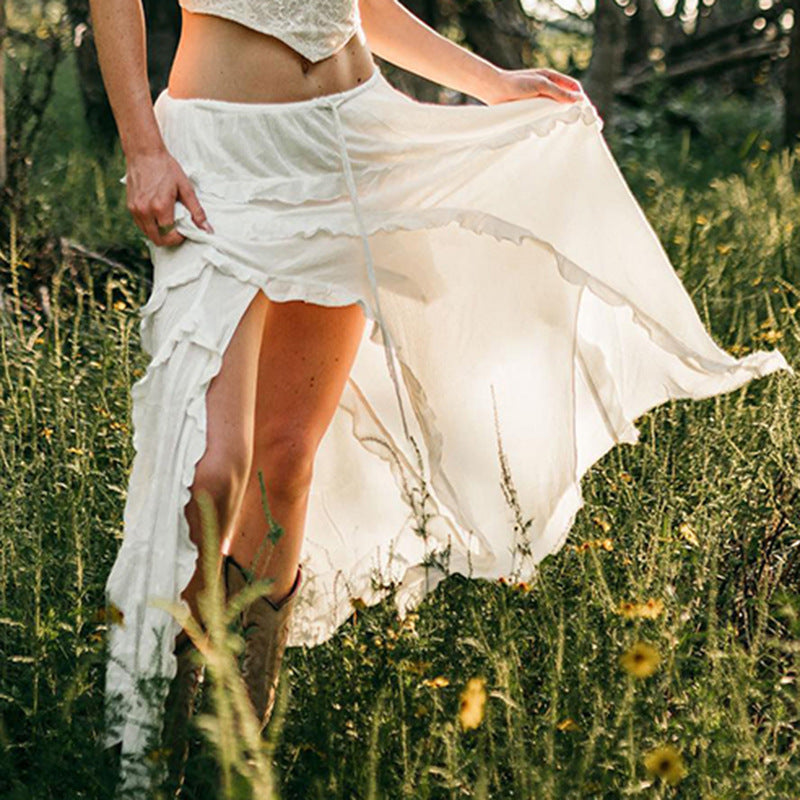 Damen Luftiger Chiffon-Rock mit voluminösem Rüschensaum Echo Archiv