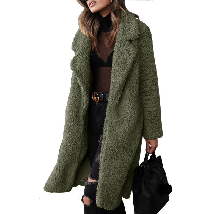 Damen nan kuscheliger Teddy-Mantel mit Oversize-Schnitt und hohem Reverskragen Echo Archiv