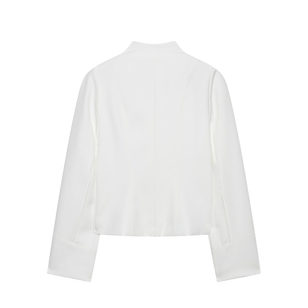 Damen Kurzbluse-Jacke mit gefalteter Rüschenpasse und Stehkragen Echo Archiv