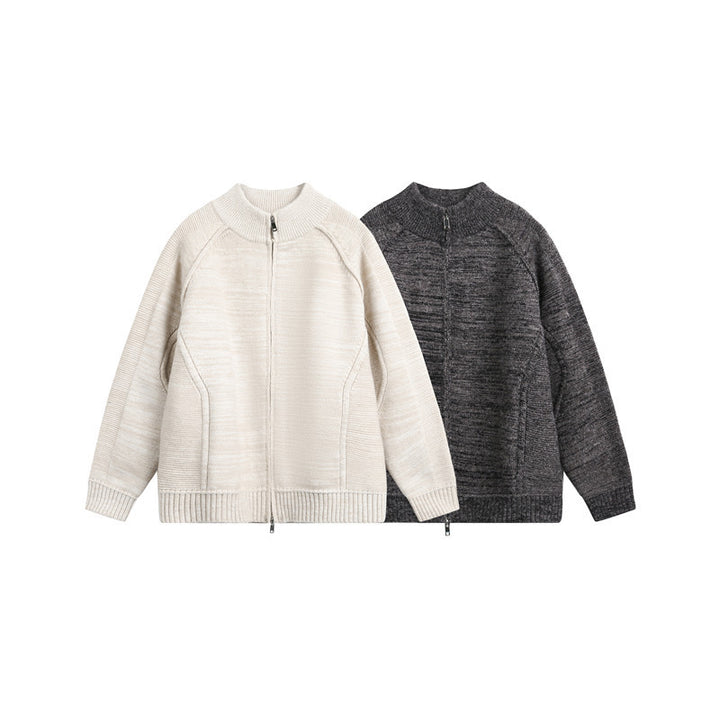 Unisex Strick‑Zipjacke mit Stehkragen, Raglanärmeln und gerippten Bündchen Echo Archiv