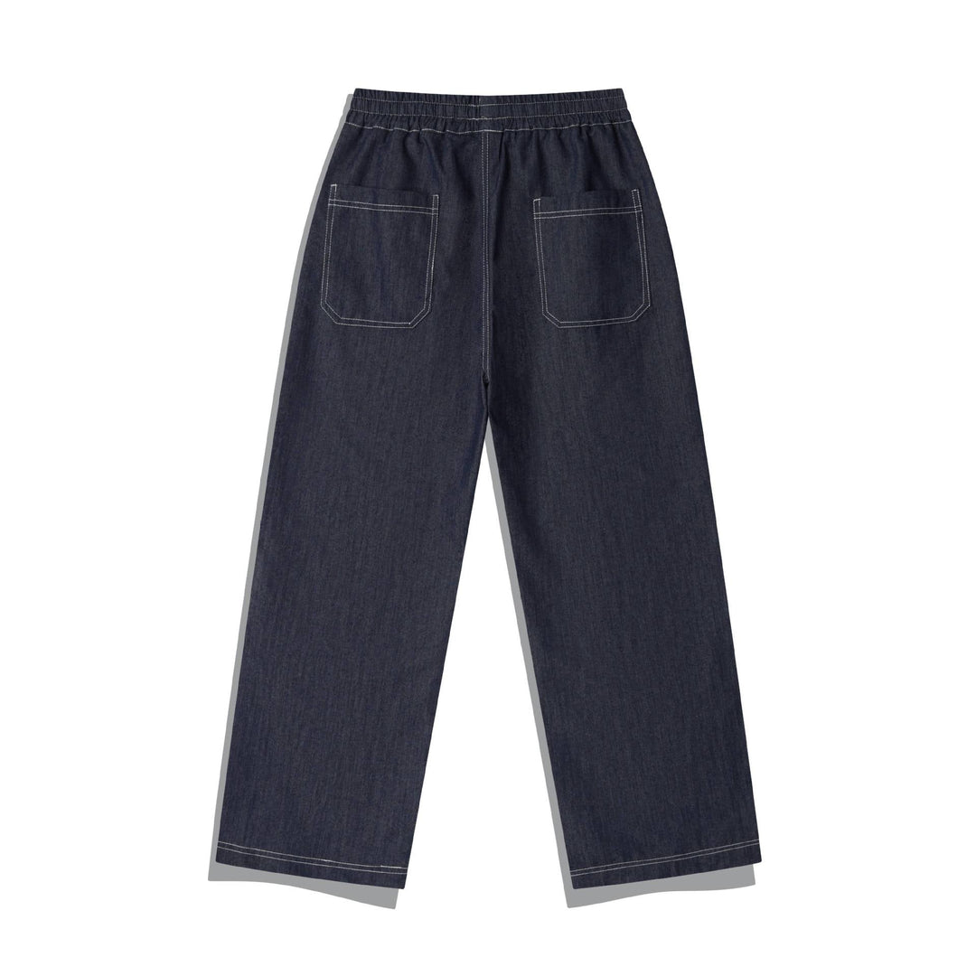 Damen Weite Denim-Cargo-Culotte mit elastischem Bund und Kontraststeppung Echoarchiv