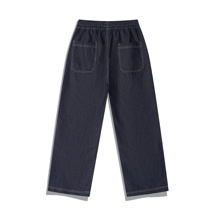 Damen Weite Denim-Cargo-Culotte mit elastischem Bund und Kontraststeppung Echoarchiv