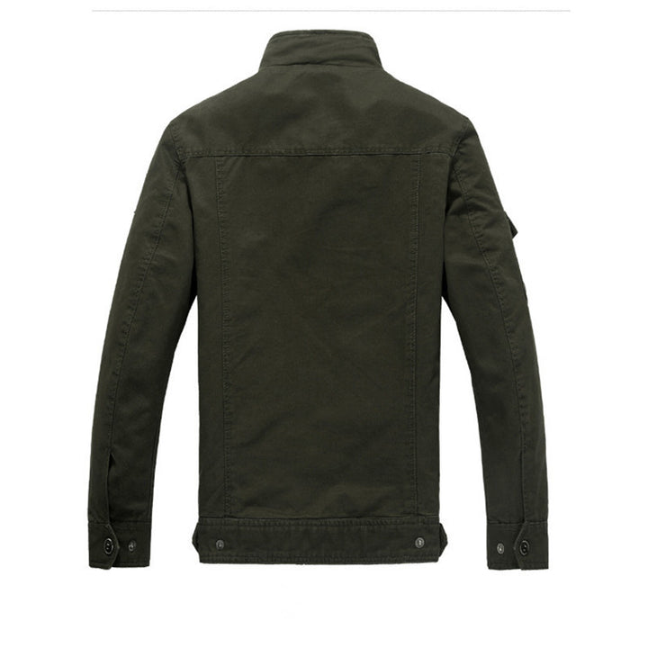 Herren Canvas-Fieldjacke im Military-Utility-Stil mit Stehkragen, Epauletten und Multifunktionstaschen Echoarchiv