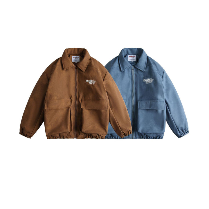 Herren Boxy Suede-Optik Blousonjacke mit aufgesetzten Pattentaschen Echoarchiv