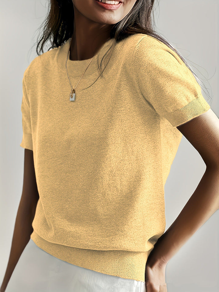 Damen Feinstrickpullover mit Kurzarmiger Silhouette und Weich Fließendem Material Echoarchiv