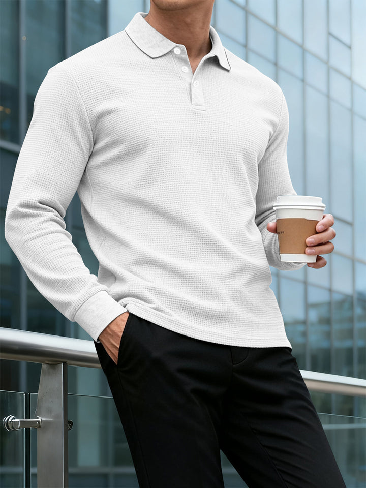 Herren Langarm Polo-Shirt mit strukturiertem Design Echoarchiv
