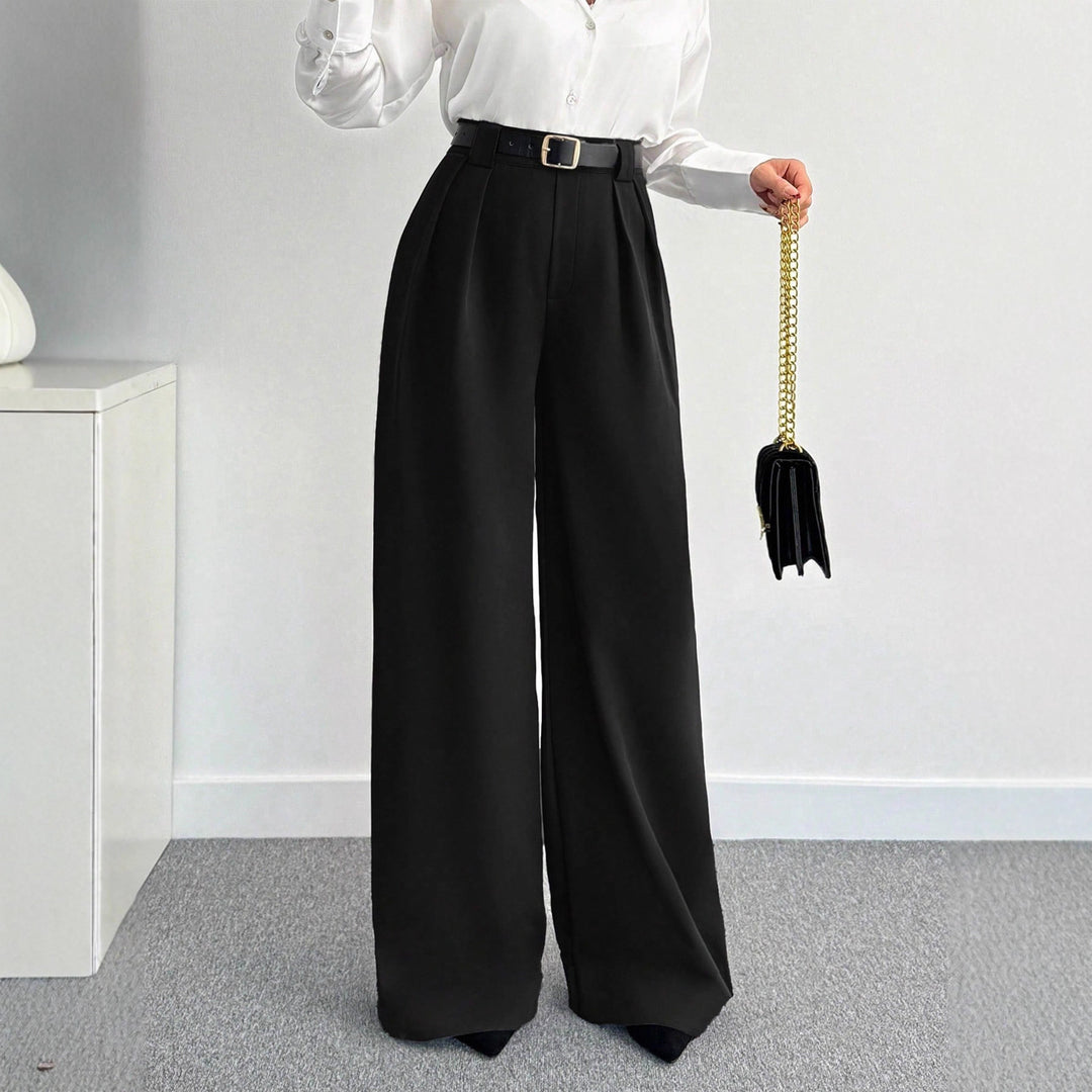 Damen Hochtaillierte Weitbein-Hose mit Gürtel Echo Archiv