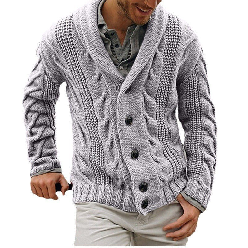 Herren Strickjacke mit grobem Muster und elegantem Revers Echoarchiv