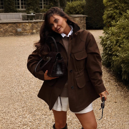 Damen Oversize Fieldjacke mit aufgesetzten Pattentaschen und Taillen-Zug Echoarchiv