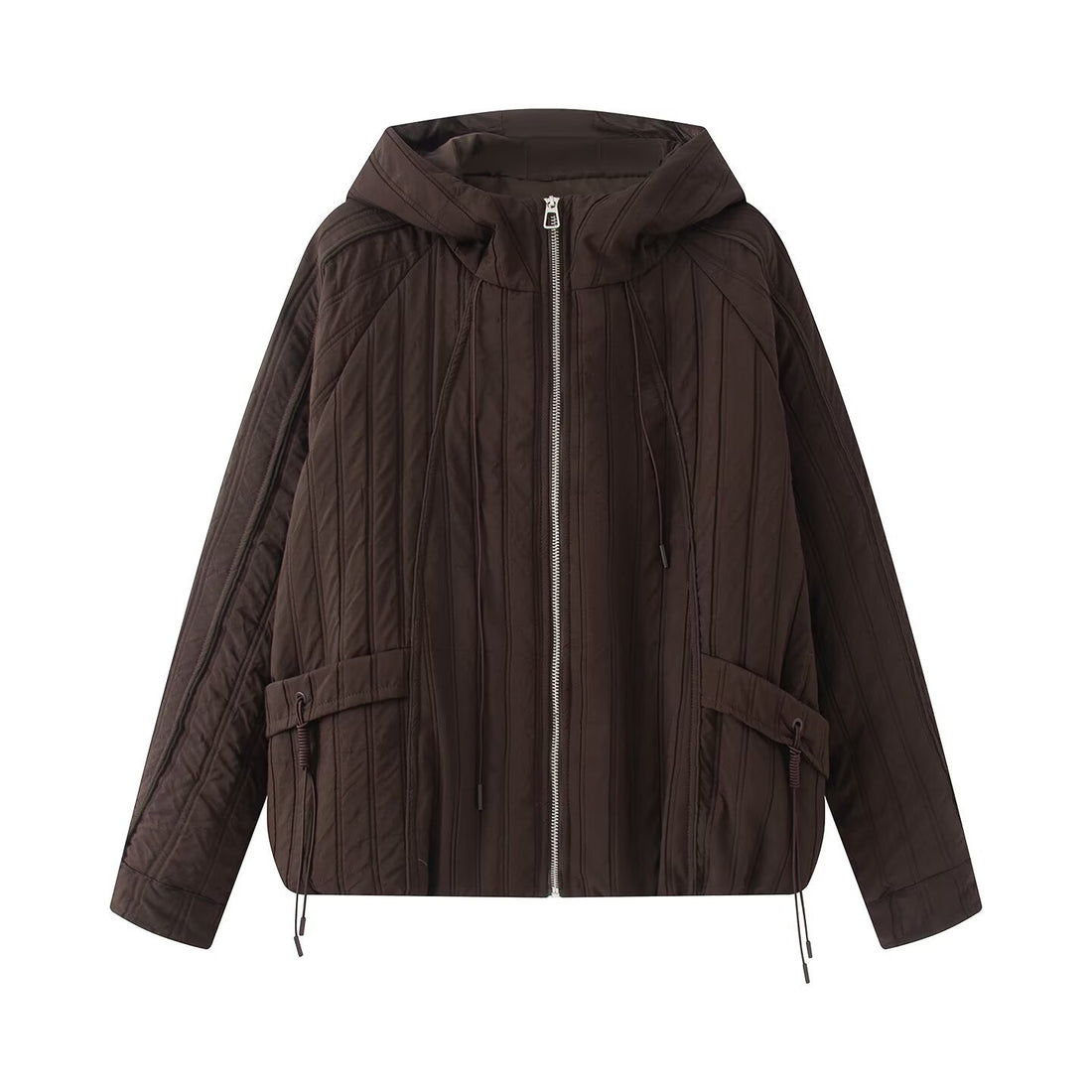 Damen Steppjacke mit Kapuze, Tunnelzug und weitem Schnitt Echoarchiv