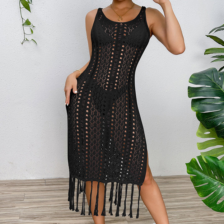 Damen Sommerliches Häkelkleid mit Fransen und seitlichem Schlitz Echo Archiv