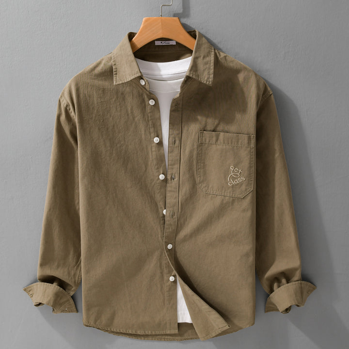 Herren Feines Cord-Überhemd im Overshirt-Stil mit Kentkragen und aufgesetzter Brusttasche Echoarchiv