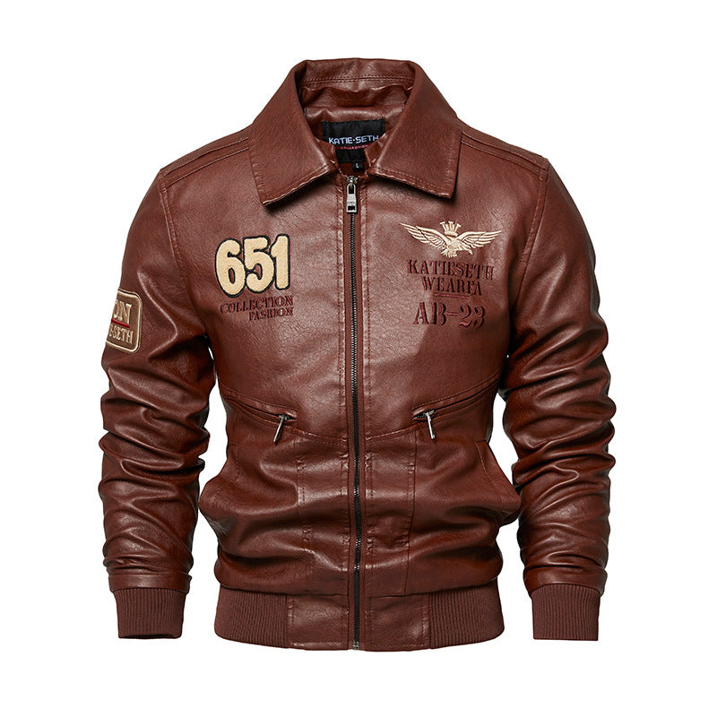 Herren Robuste Lederjacke mit abnehmbarem Teddykragen Echo Archiv