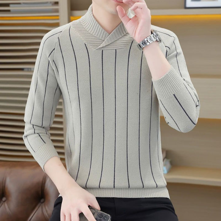 Herren Eleganter Strickpullover mit Stehkragen Echoarchiv