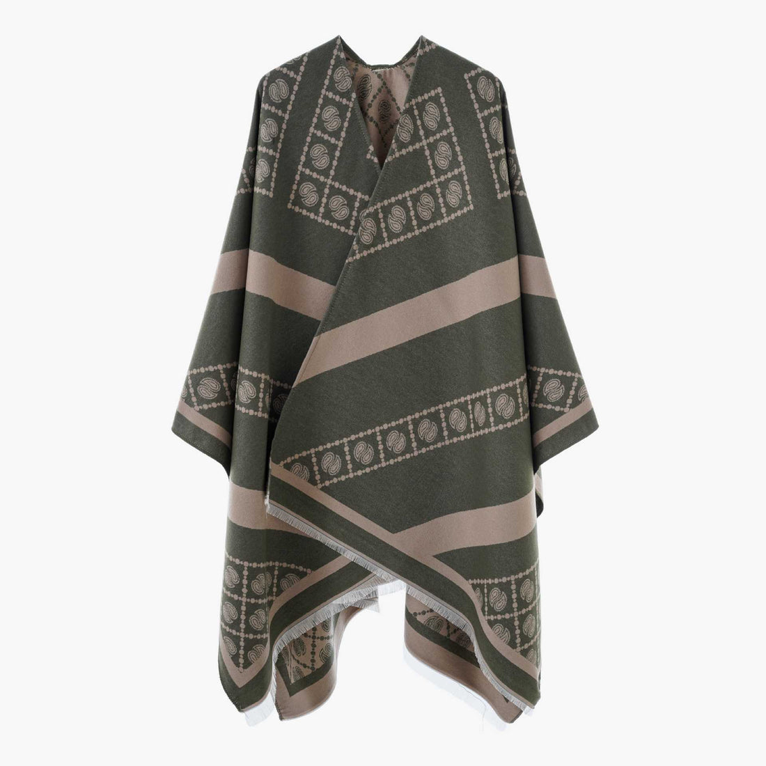 Damen Luxuriöses Jacquard-Überwurfcape mit kastiger Silhouette – Avérine