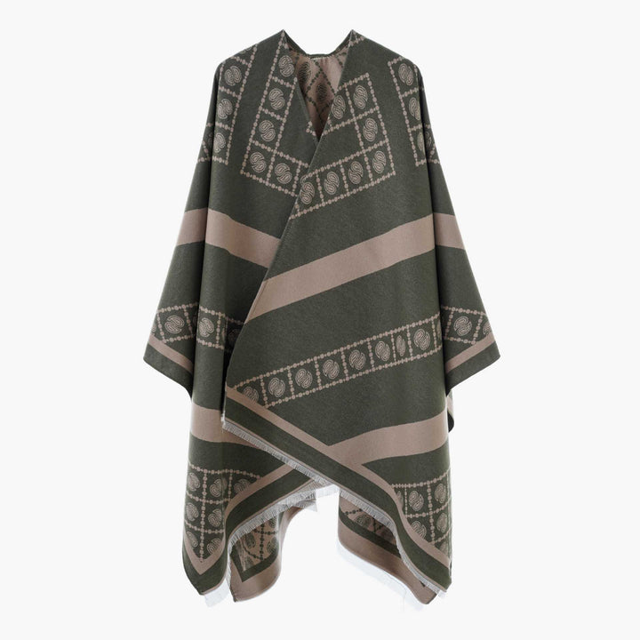 Damen Luxuriöses Jacquard-Überwurfcape mit kastiger Silhouette – Avérine