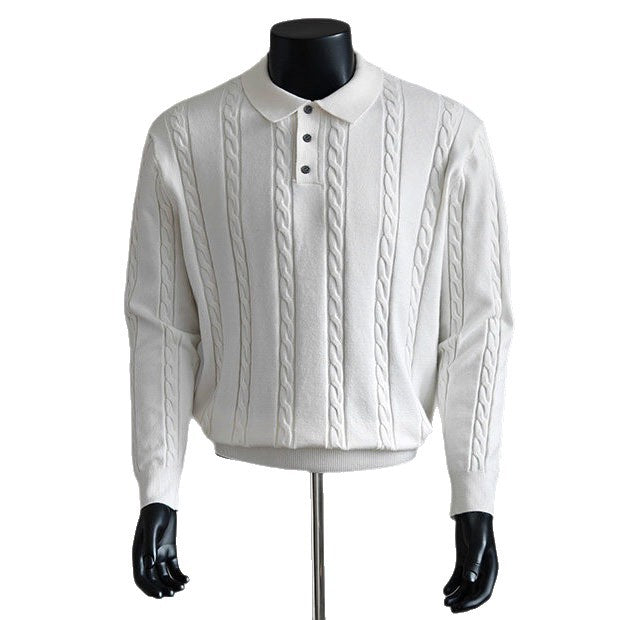Herren Modischer Grobstrick Pullover mit Stehkragen Echoarchiv