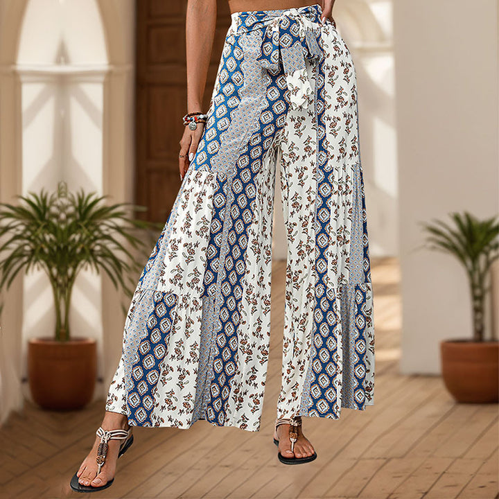 Damen Weit geschnittene Palazzo-Hose mit floralem Muster Echo Archiv