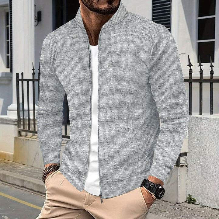 Herren sportliche Sweatjacke mit modernem Strukturdesign und praktischen Taschen Echoarchiv