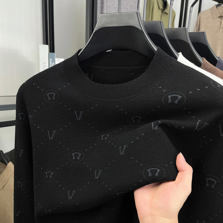 Herren eleganter Rundhalspullover mit strukturiertem Design Echoarchiv