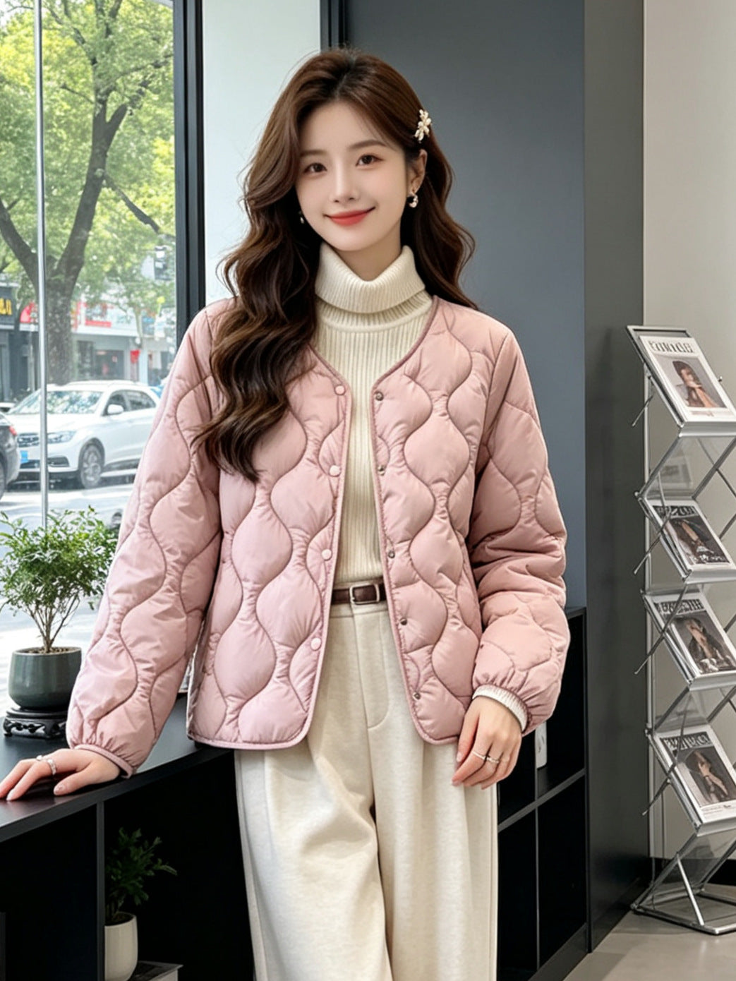 Damen Modische und kuschelige Steppjacke Echoarchiv